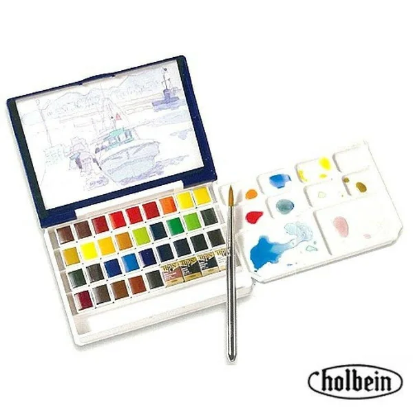 Holbein Watercolor Set Palm Plastic Case 36 Half Pans
