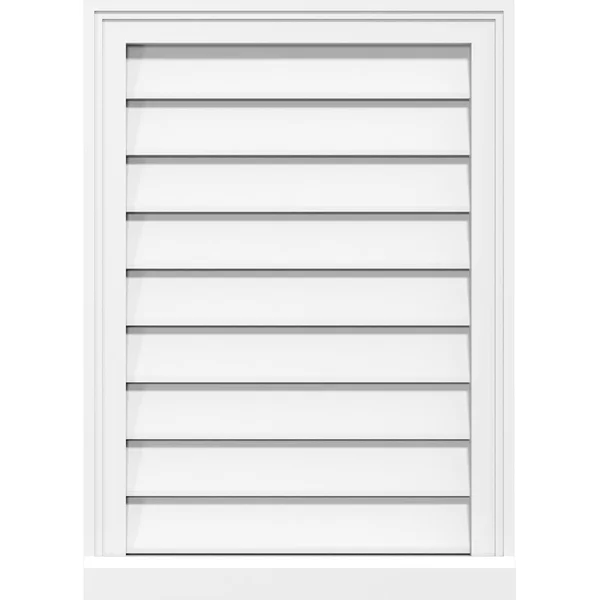 Ekena Millwork GVPVE24X2803SF 24x22W x 28x22H Vertical Surface Mount PVC Gable Vent: Functional, w/ 2x22W x 2x22P Brickmould Sil
