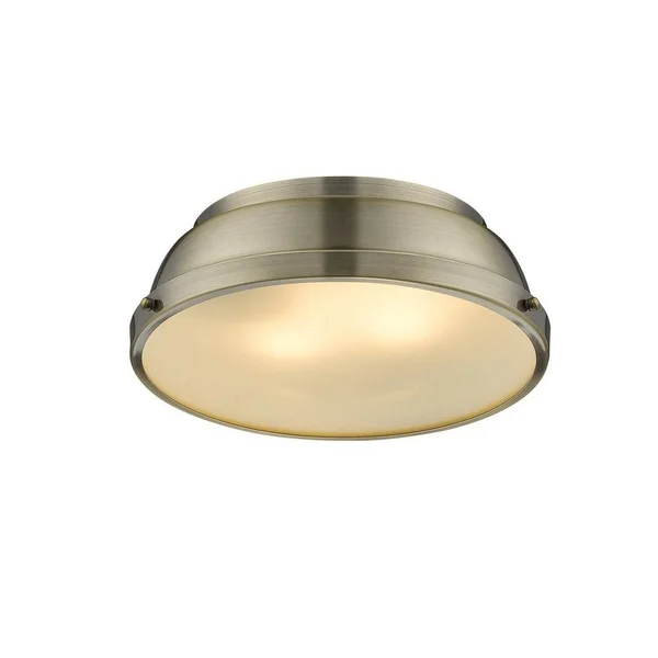 Golden Lighting 3602-14 AB-CH Duncan Flush Mount Aged Brass