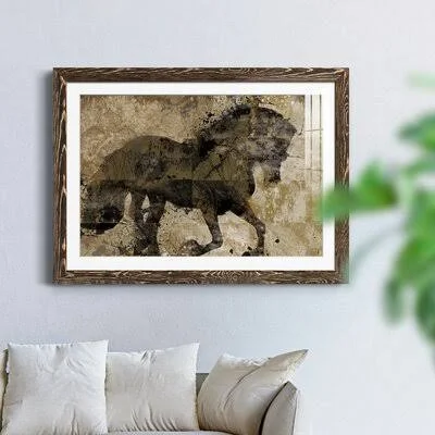 Midnight Stallion - Picture Frame Graphic Art Union Rustic Frame Color: Walnut Framed, Size: 23x22 H x 32x22 W x 1x22 D