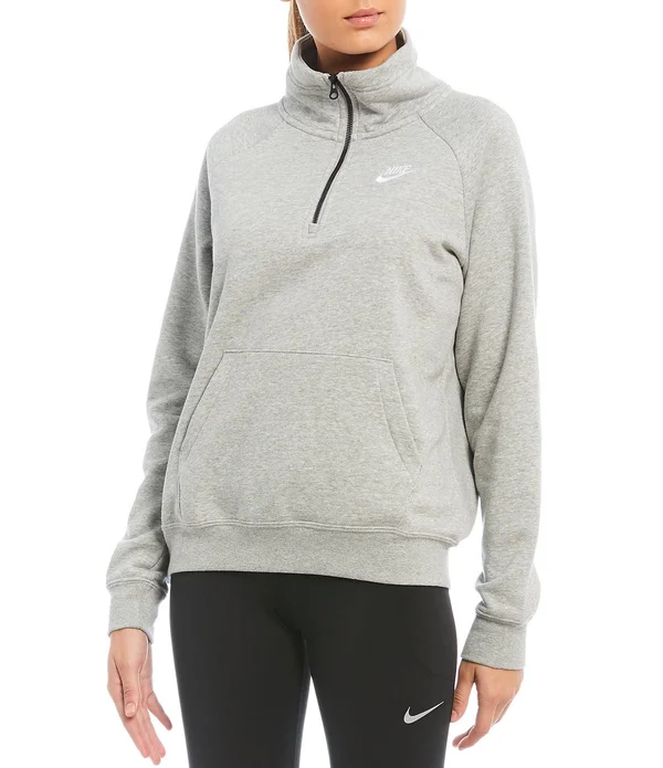 Nike Sportswear Women's Essential Quarter Zip Fleece Pullover - Size: XS, Dk Grey Heather