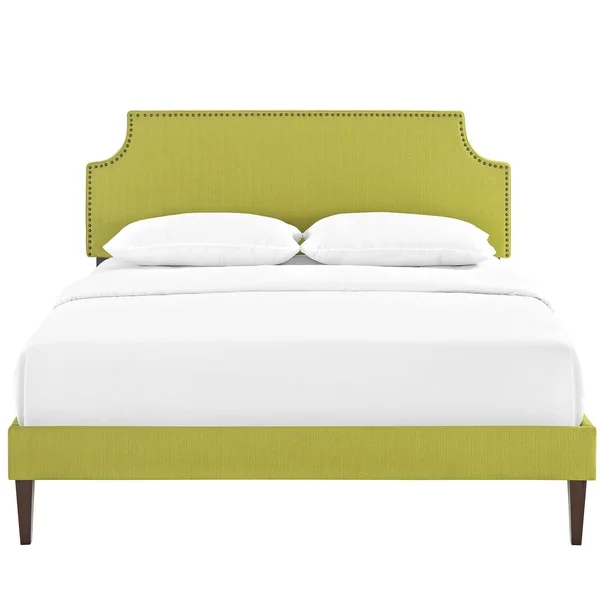 Modway Laura Queen Fabric Platform Bed with Squared Tapered Legs - Azure