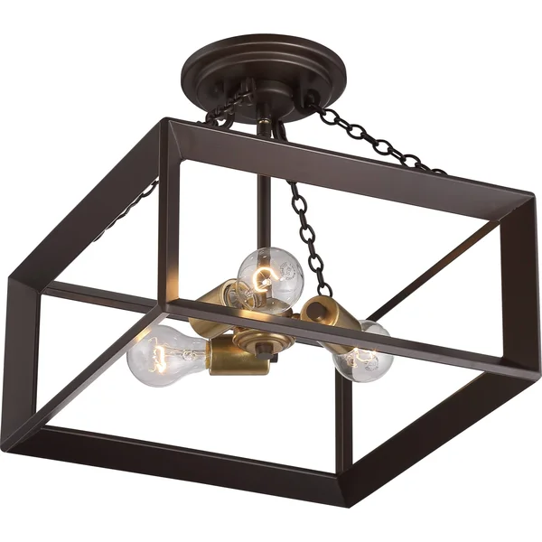 Quoizel BKH1714WT Brook Hall Semi Flush Mount Light - Western Bronze