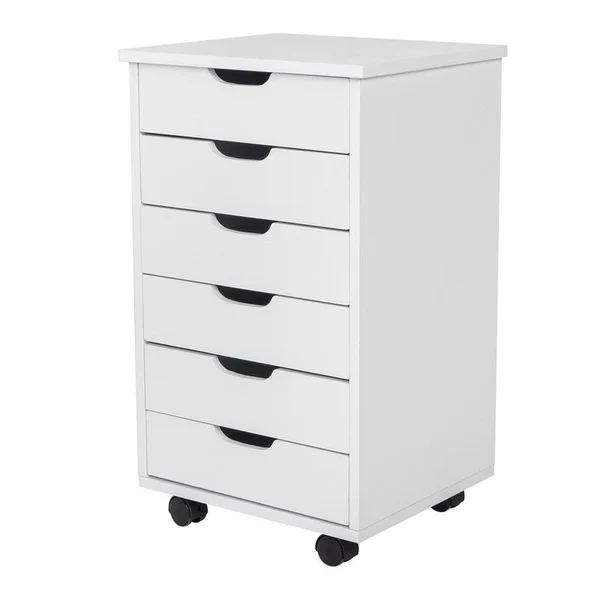 Six Drawers MDF with PVC Wooden Filing Cabinet Dark Walnut Color - Natural