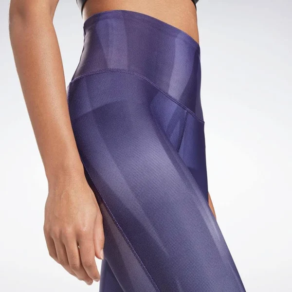 Reebok Women's Studio Lux Bold High-Rise Vector Block Training Tights in Purple/Dark Orchid Size Small