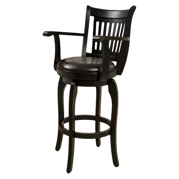 Noble House Leather Swivel Barstool with Arms