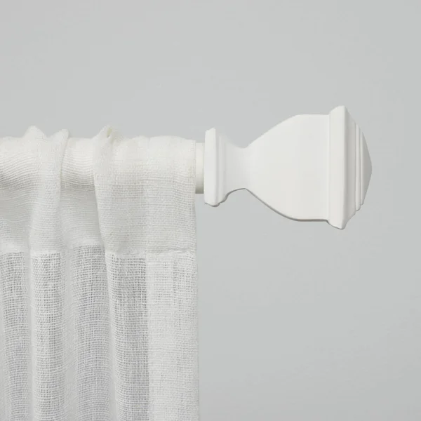 Exclusive Home Curtains Napoleon 1 inch Window Curtain Rod and Finial Set - Adjustable 66 inch-120 inch, Matte White