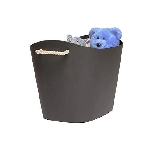 Homz Handles - Storage Bin, Waterproof, Cool Gray Base, White Rope Flexible Tub