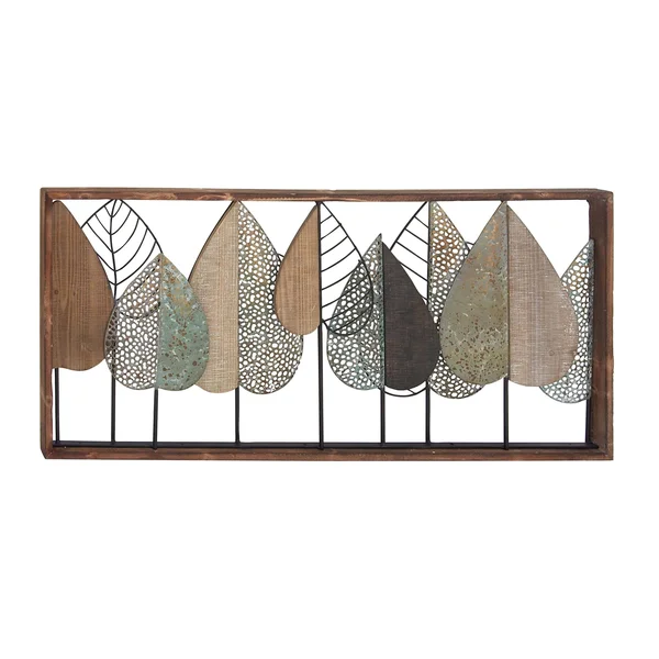 Decmode Rectangular Stylized Leaf Wall Decor