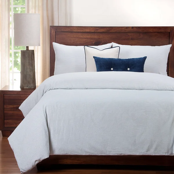 Siscovers Heritage Blue Ticked Stripe Farmhouse 6 Piece King Luxury Duvet Set