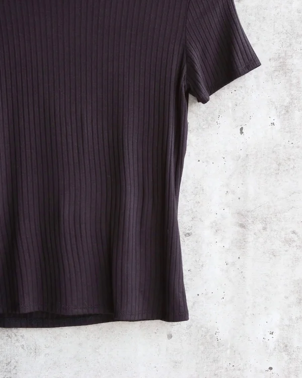 Free People Black Baby Rib Tee