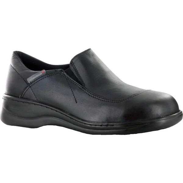 Size 7-1/2 Work Boots - Women's, Black, Steel Toe, E, Mellow Walk
