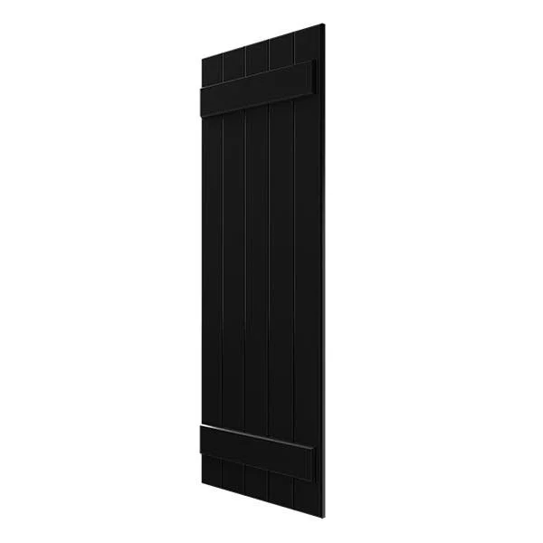 Ekena Millwork CWB18X050BLC 18x22W x 50x22H Exterior Five Board (2 Batten) Composite Board-n-Batten Shutters (Per Pair) - Black
