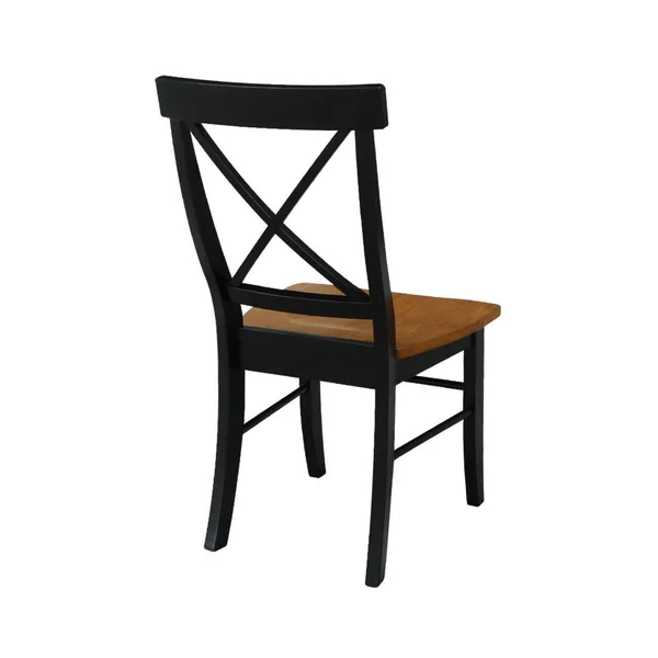 International Concepts X-Back Chair - with Solid Wood Seat Black/Cherry/Set of 2
