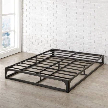 MELLOW Ace of Base - 9 inch Hinged Metal Platform Bed with Heavy Duty Steel Slats, Black, Size: Full, 38.00 x 74.50 x 9.00 Inches