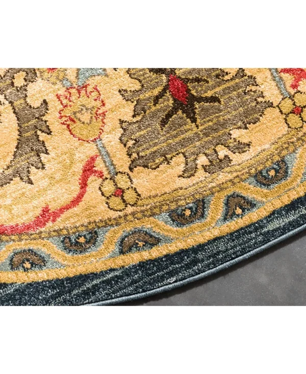 Unique Loom Marwan Sahand Round Rug - 6& x 6& Navy Blue