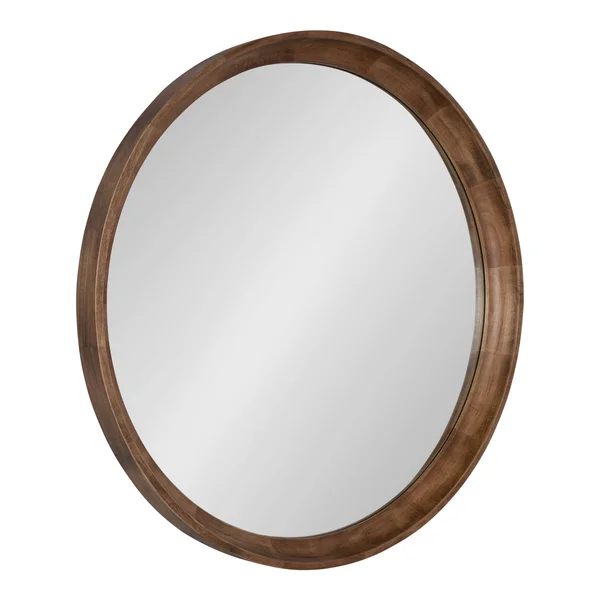 Kate and Laurel Colfax Round Wood Framed Wall Mirror - Natural (30x22 Diameter)