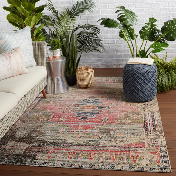 Jaipur HDC Azriel Pink/Taupe 8 ft. 10 in. x 12 ft. Medallion Rectangle Indoor/Outdoor Area Rug
