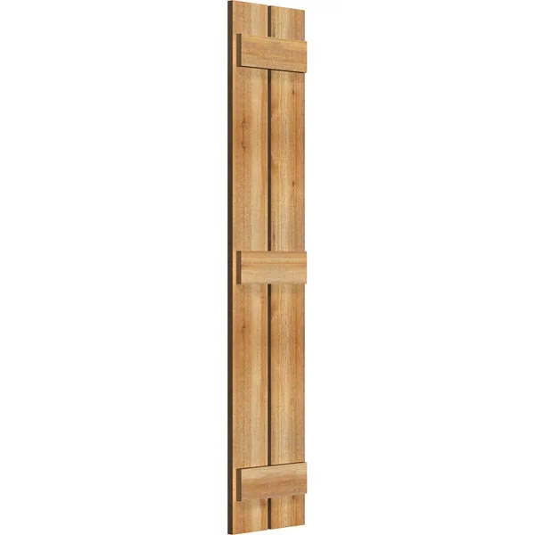 Ekena Millwork RBS06S11X056RWR 11 1/4x22W x 56x22H TimberCraft Two 5 3/8x22 Boards Spaced Board-n-Batten Shutters, Rough Sawn We