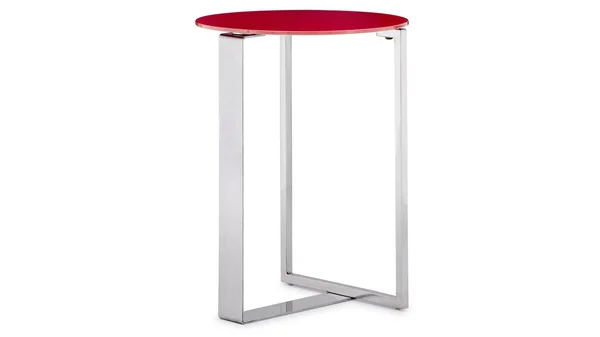 Zuri Modern Carmesi End Table - Red Opaque Glass with Polished Stainless Steel Base