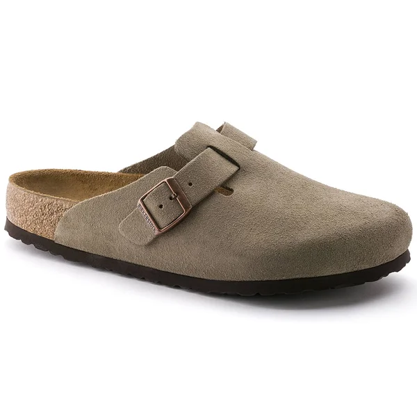 BIRKENSTOCK Boston Suede Leather Taupe Clogs