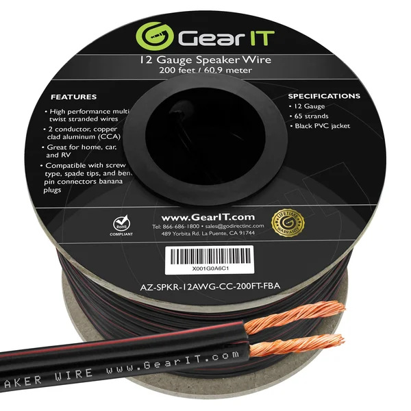 12AWG Speaker WIRE - Gearit Pro Series 12 Gauge Speaker Wire Cable 200 Feet, Use