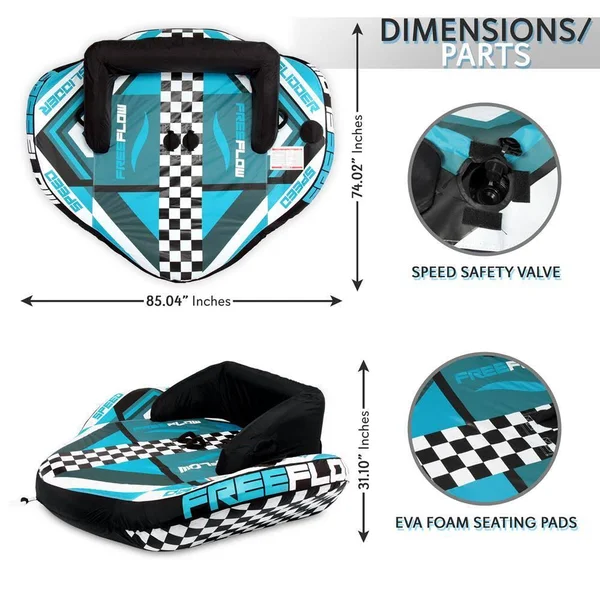 Heavy-Duty Inflatable Towable Booster Tube - Two Person Water Tube Boating Float Tow Raft, Watersports Inflatable Pull Boats/Tub
