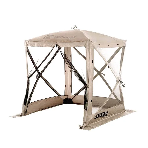 Clam Quick-Set Traveler Portable Outdoor Screened Canopy Shelter Tan 2 Pack