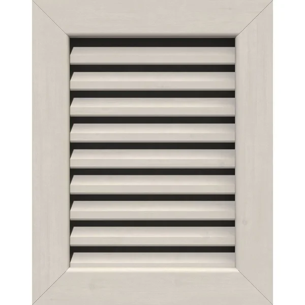 34 inchw x 14 inchh Vertical Gable Vent (39 inchw x 19 inchh Frame Size): Primed - Functional, Smooth Western Red Cedar Gable Ven