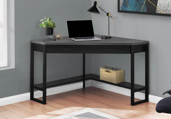 42x22 Black and Gray L-Shaped Contemporary Computer Desk