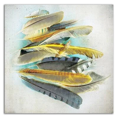 &Feather Study NO. 4& by Kathy Wolfe - Wrapped Canvas Graphic Art Print Bungalow Rose Size: 24x22 H x 24x22 W x 1.5x22 D
