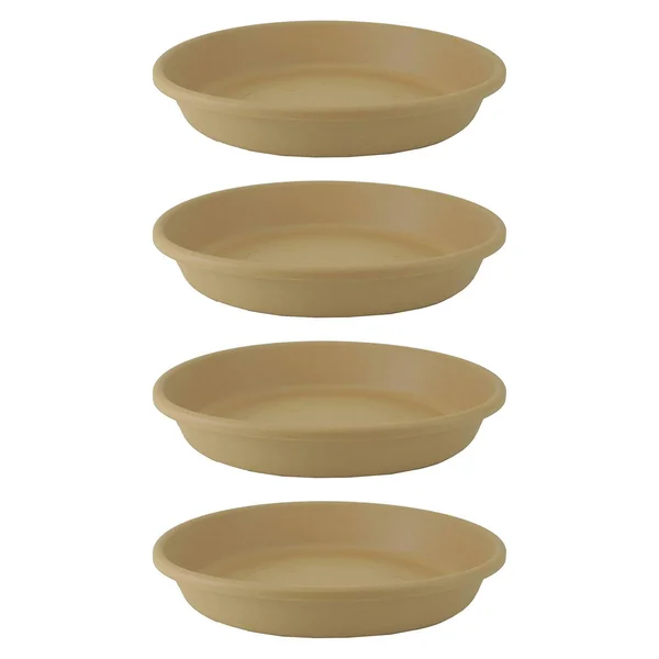 HC Companies Classic 24 inch Round Flower Pot Plant Saucer, Sandstone (4 Pack)