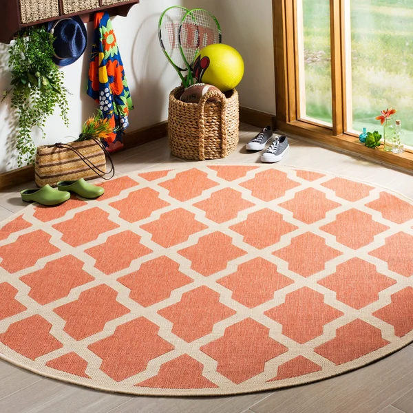 Safavieh Linden LND122P 6&7x22 x 6&7x22 Round Rust - Creme Area Rug