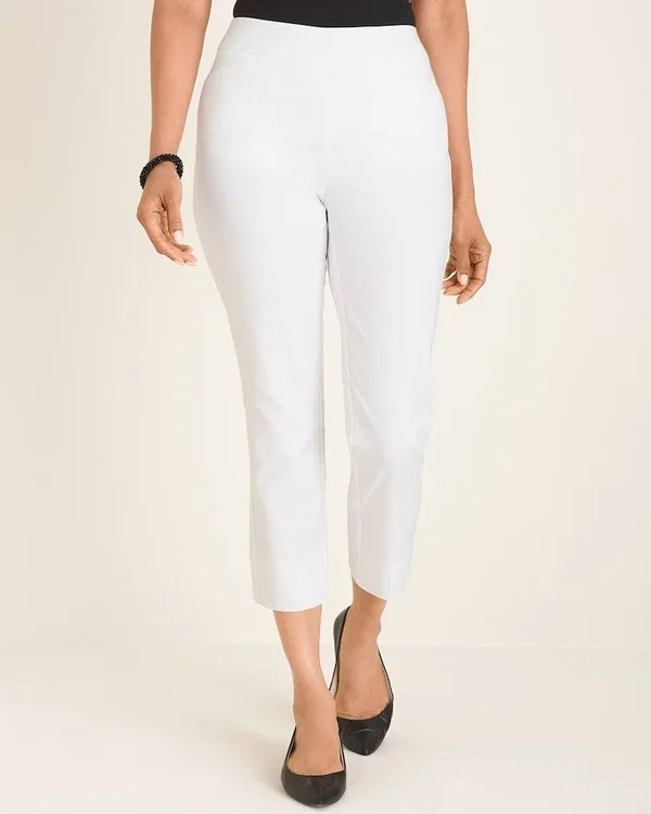 Chico&s Women's So Slimming Brigitte Side-Vent Slim Crops, Alabaster