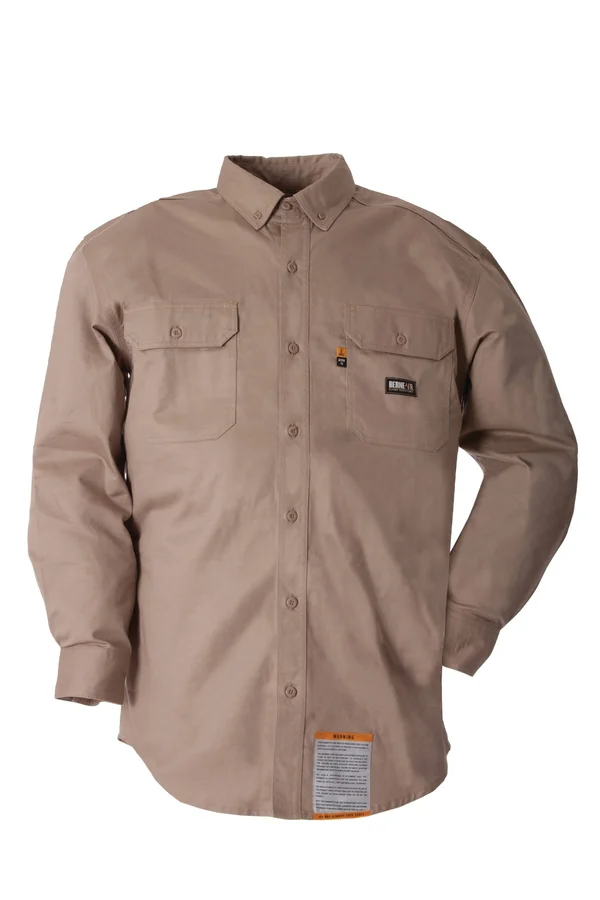 Berne Men's FR Button Down Workshirt Khaki - 3XL/Tall