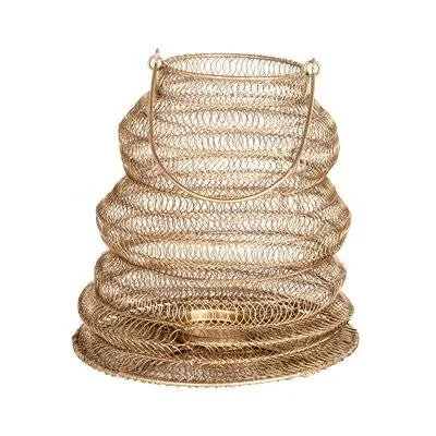 Iron Tabletop Lantern Bungalow Rose Size: 12x22 H x 10x22 W x 10x22 D - Color: Gold