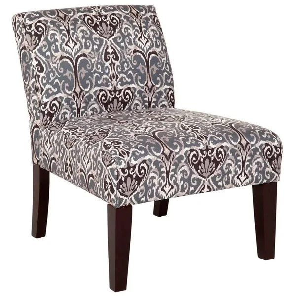 Armless Slipper Accent Chair - Midnight Scroll - Blue