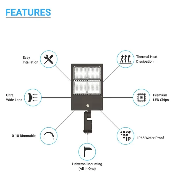 LEDMyplace 300W LED Outdoor Pole Light with Photocell 5700K Universal Mount Garden Lights