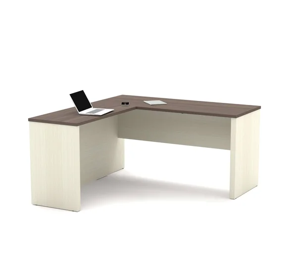 Bestar 99420-1152 Prestige + L-Shaped Workstation in White Chocolate & Antigua
