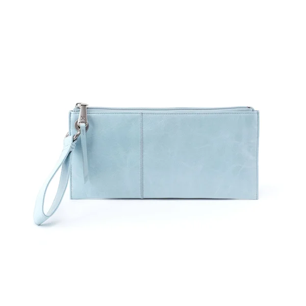 Vida Wristlet Wallet in Whisper Blue, Hobo, 10" x 5" x 0.5"