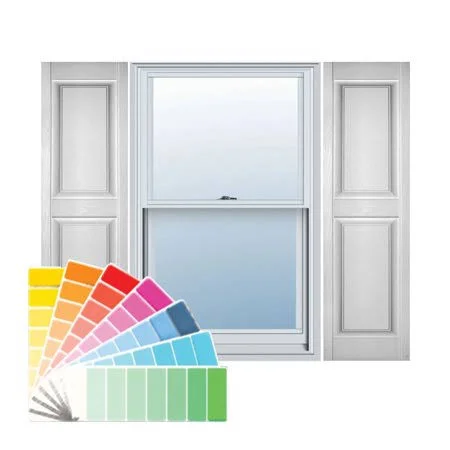 14.75 in. W x 31 in. H Builders Edge - Standard Two Equal Panels, Raised Panel Shutters, Includes Matching Installation Spikes, 0