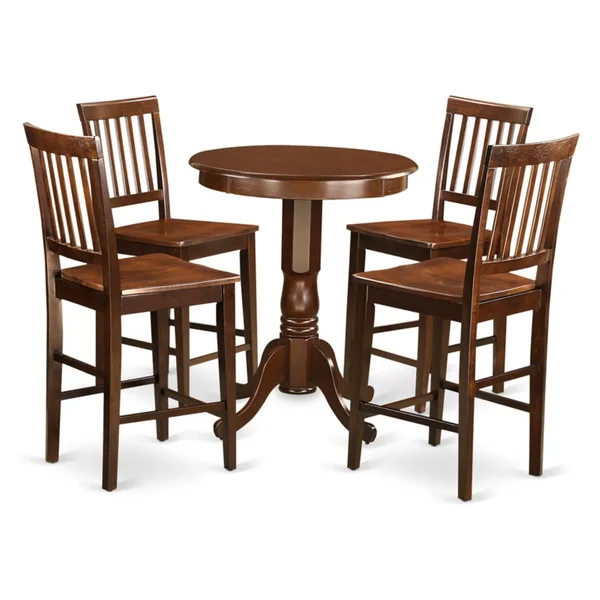 East West Furniture Eden 5-Piece Slat Back Dining Table Set, Brown