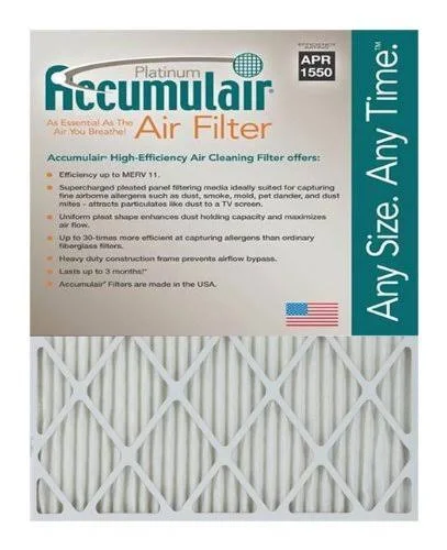 Accumulair Platinum 25x25x2 MERV 11 Air Filters (6 Pack) - 24.75 x 24.75 x 1.75