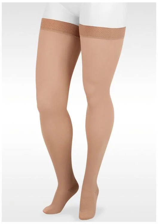 Juzo Dynamic 20-30 mmHg Open Toe Thigh High w/ Silicone Top Band, IV, Short, Black