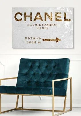 Oliver Gal Gold &Couture Road Sign& Fashion and Glam Wall Art Canvas Print