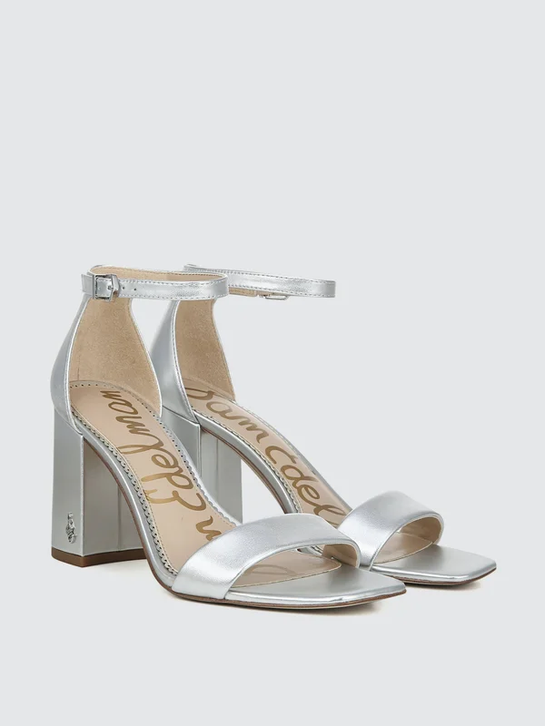 Sam Edelman Women's Daniella Block Heel Sandals - Silver - 8.5M