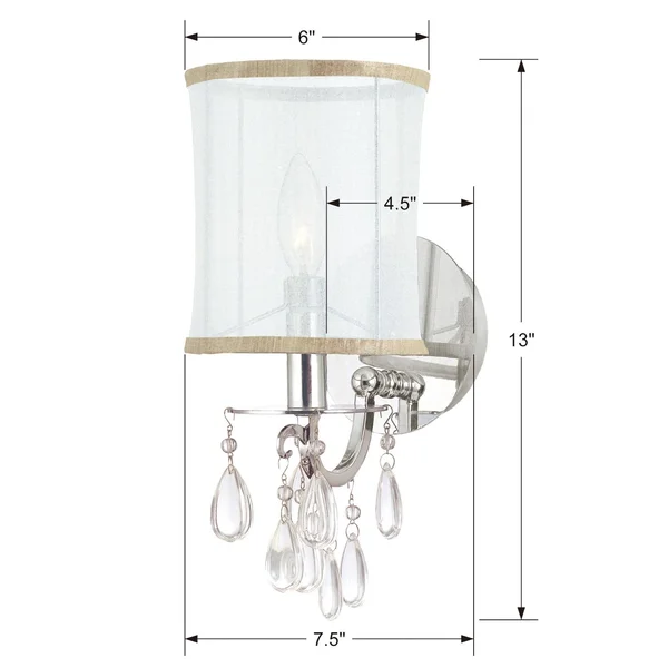 Crystorama 5621-CH Hampton 1 Light Sconce, Polished Chrome