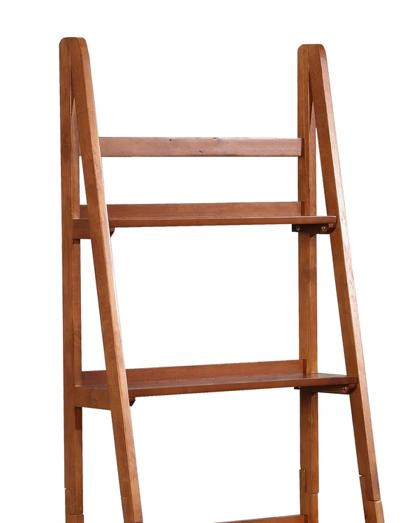 Benzara Ladder Style Wooden Bookcase with 5 Spacious Shelves, Brown