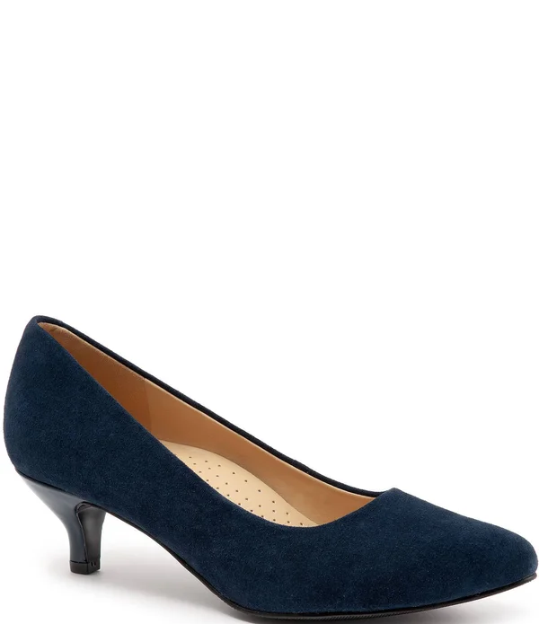 Trotters Kiera Pumps, Women's, Navy Suede, Size: 8
