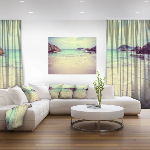 Design Art Vintage Style Seashore Thailand Photographic Print on Wrapped Canvas, White